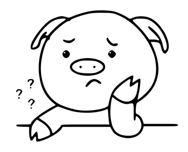 Coloriage Cochon Mignon Confus - Cochon à imprimer
