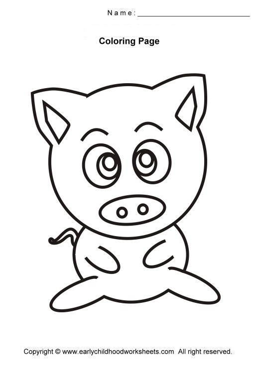 Coloriage Cochonnet rose tout souriant - Facile à imprimer