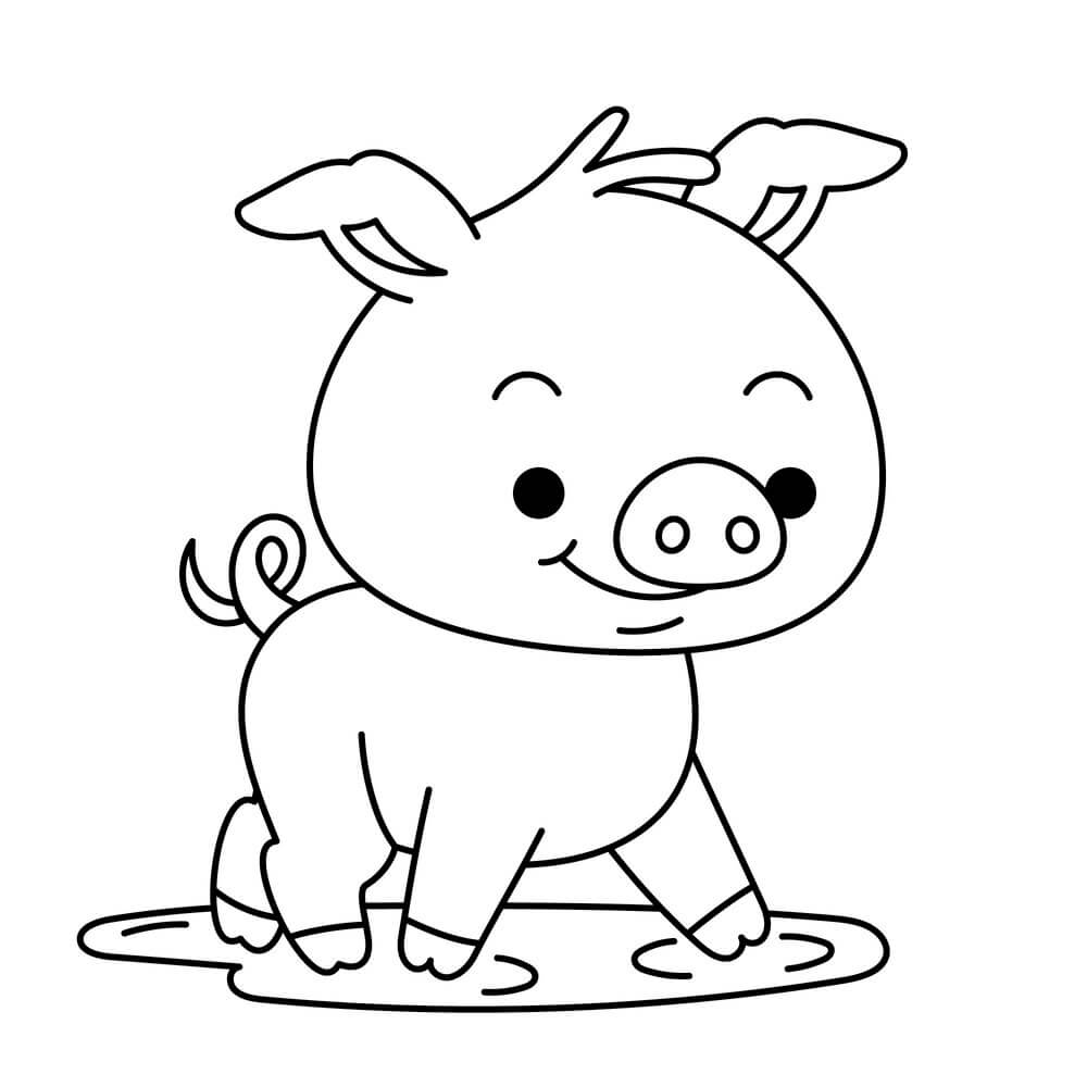 Coloriage Cochon Mignon Maternelle - Poule à imprimer