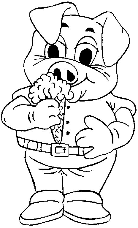 Coloriage Cochon Qui Mange Une Glace - Animaux à imprimer