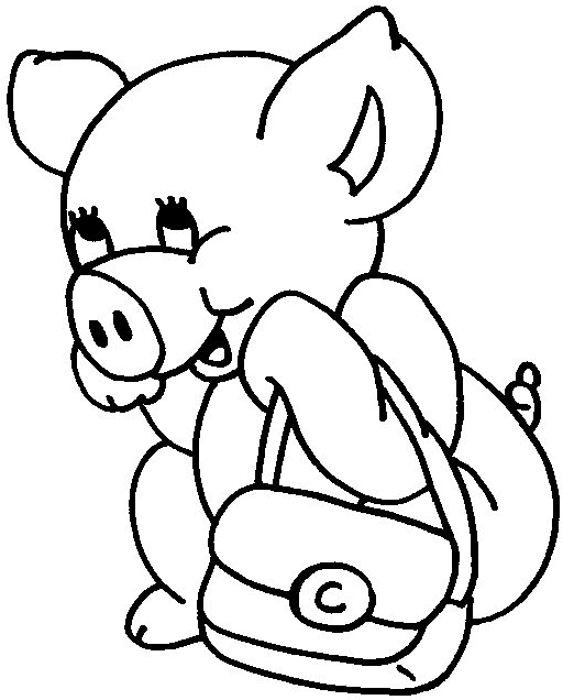 Coloriage Cochon Qui Va A L'École - École à imprimer