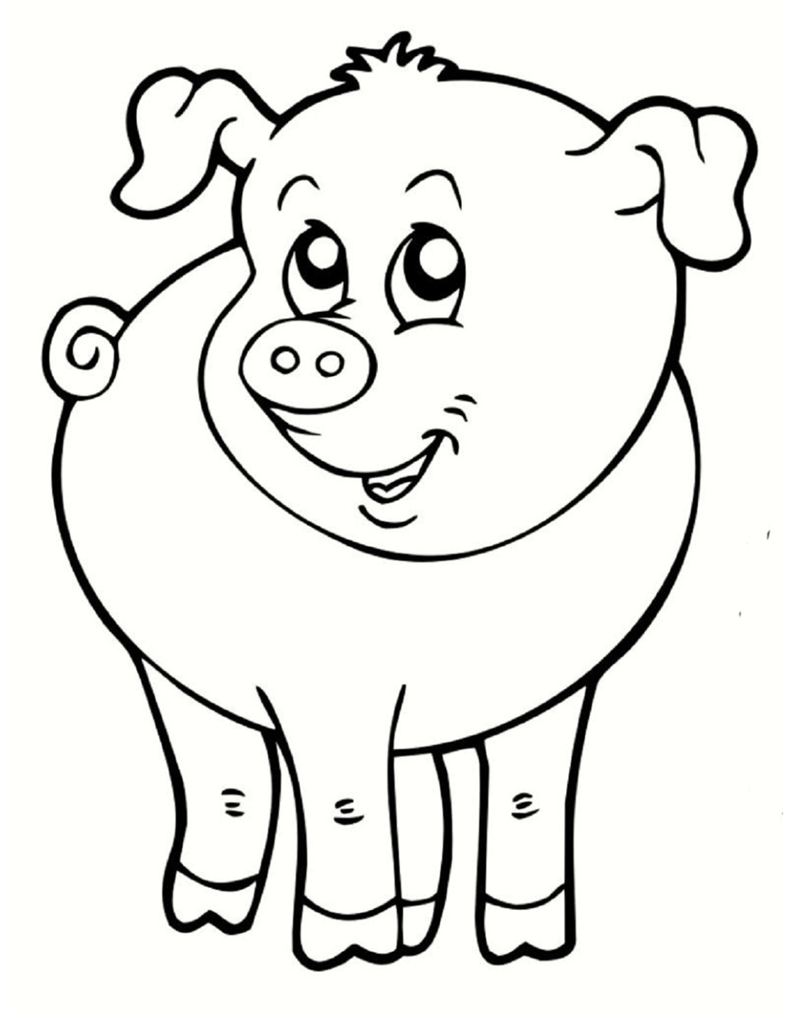 Coloriage Cochon Souriant Animal De La Ferme - Animaux de la ferme à imprimer