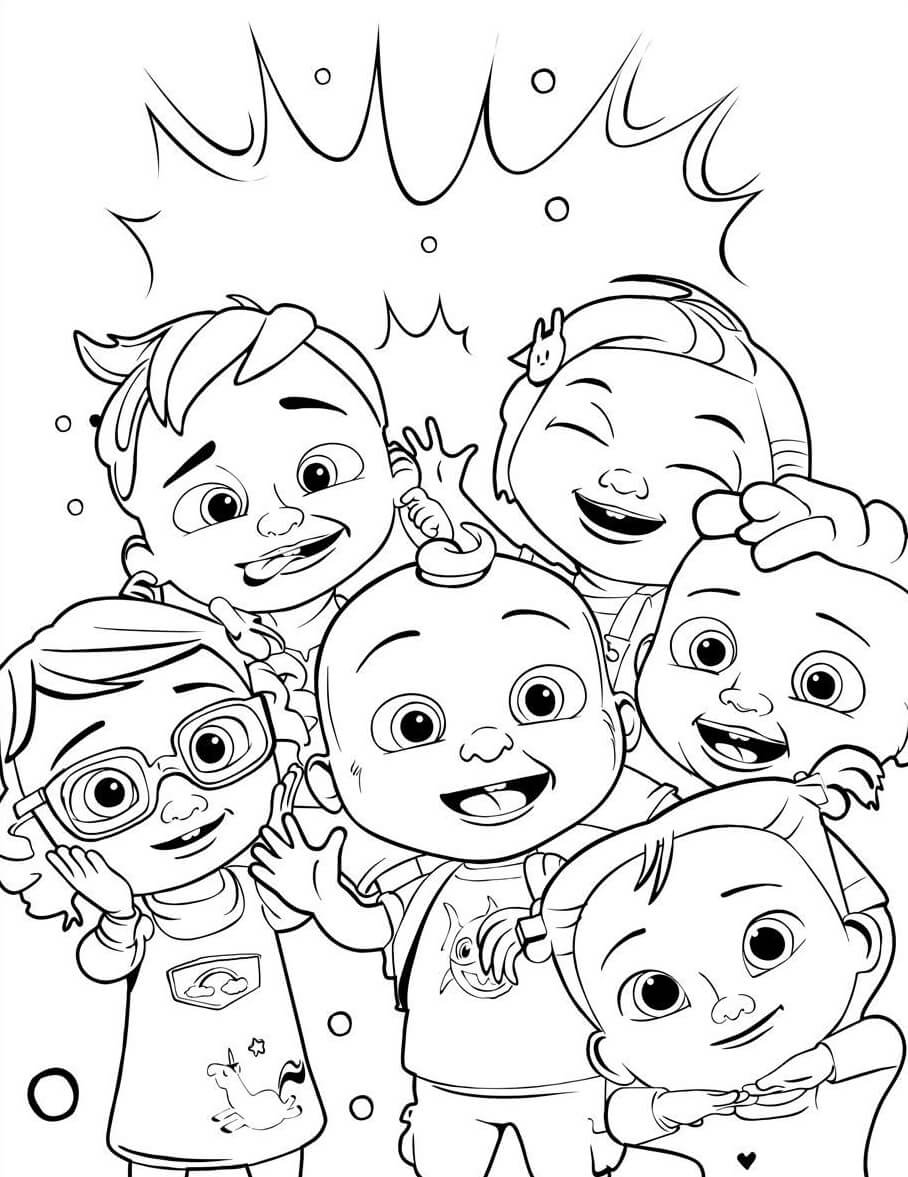 Coloriage Personnages Cocomelon rigolos - Cocomelon à imprimer