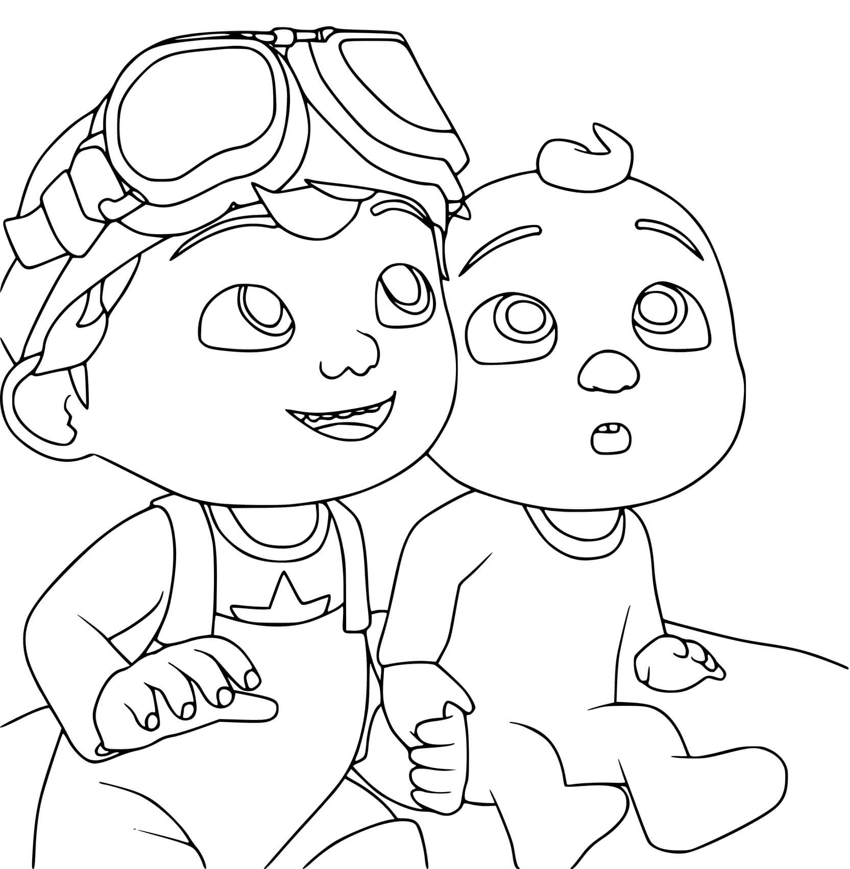 Coloriage Cocomelon Jay And Tom Tom - Cocomelon à imprimer