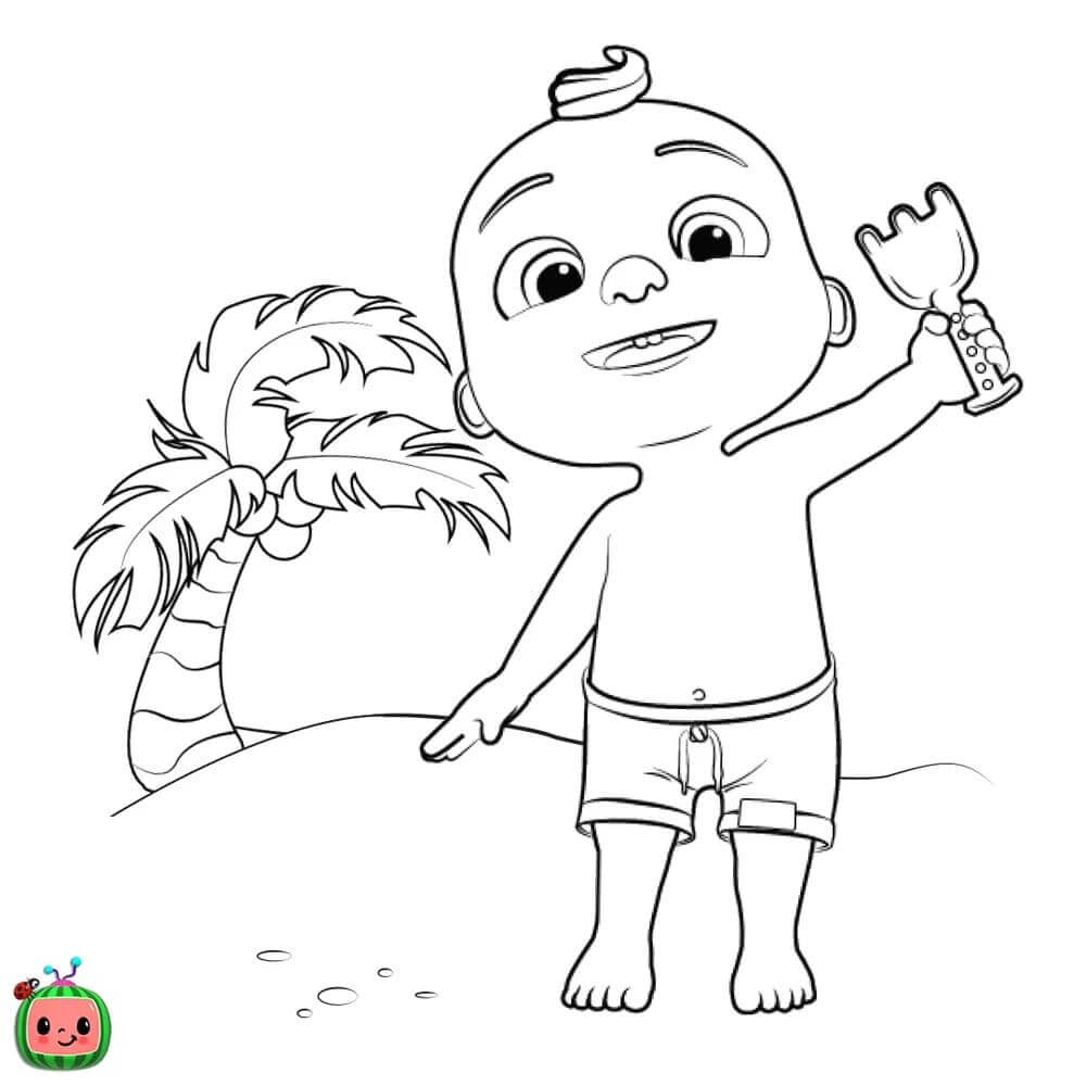 Coloriage Cocomelon Jay Profite De La Plage - Cocomelon à imprimer