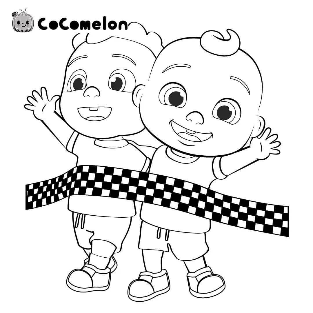 Coloriage Cody Et Jj Jay En Competition - Cocomelon à imprimer