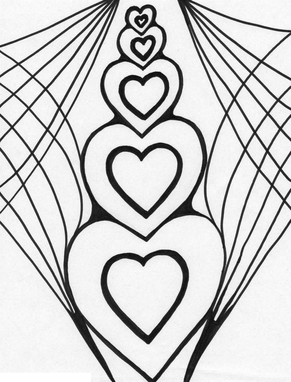 Coloriage Cœur orné de détails floraux - Coeur à imprimer