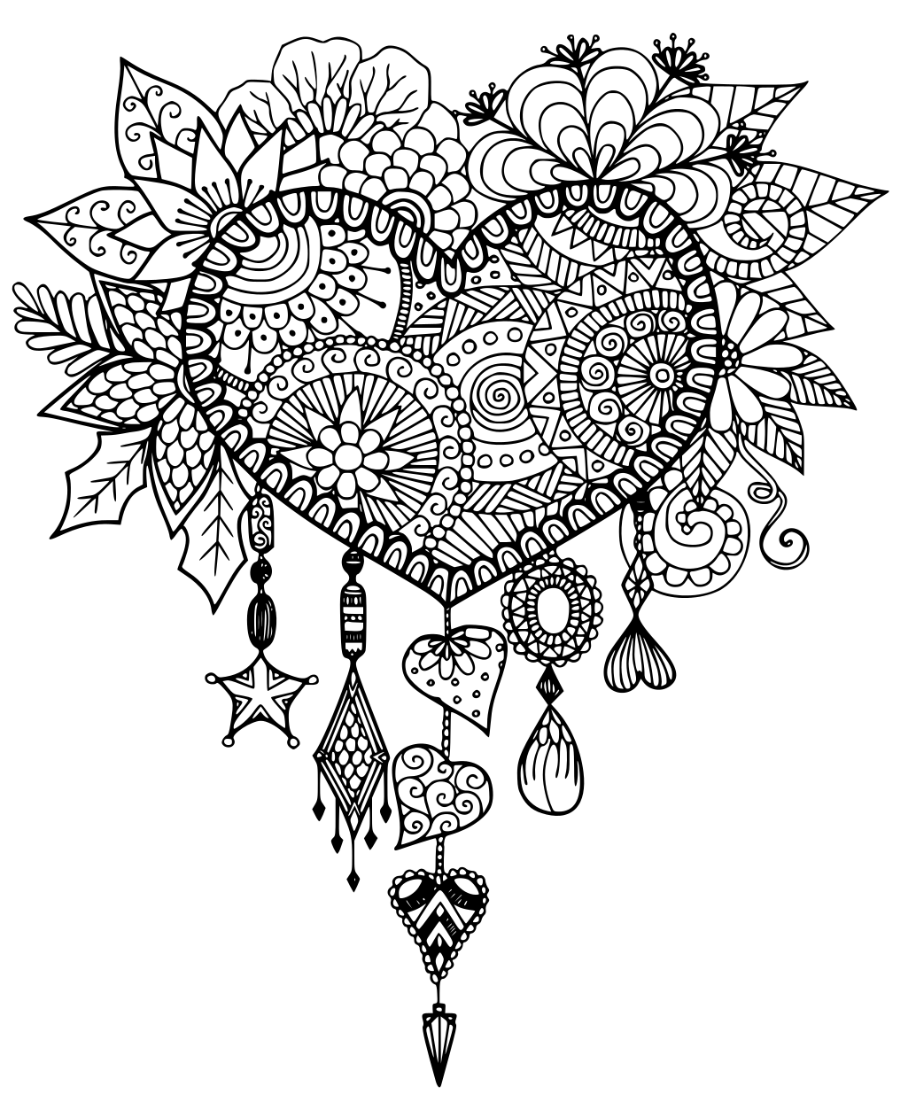 Coloriage Cœur Adulte Saint Valentin Zentangle - Saint-Valentin à imprimer
