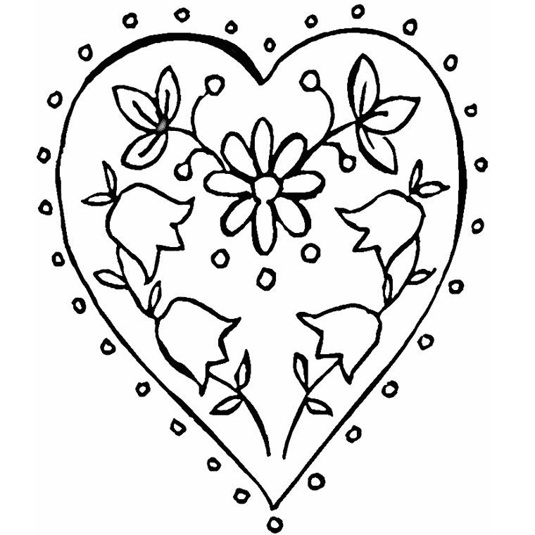 Coloriage Cœur Et Fleur - Saint-Valentin à imprimer