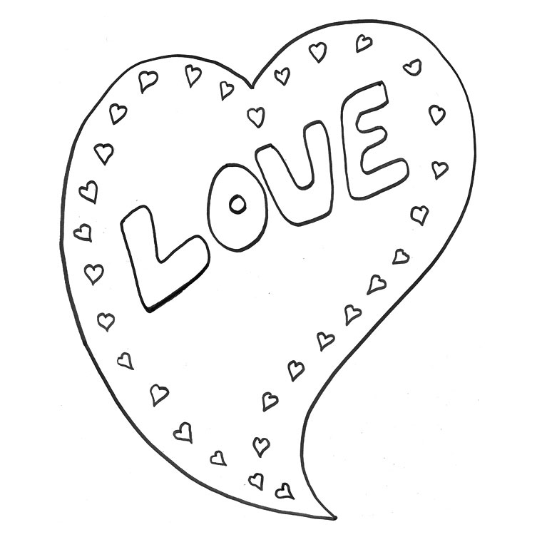 Coloriage Cœur Love - Saint-Valentin à imprimer