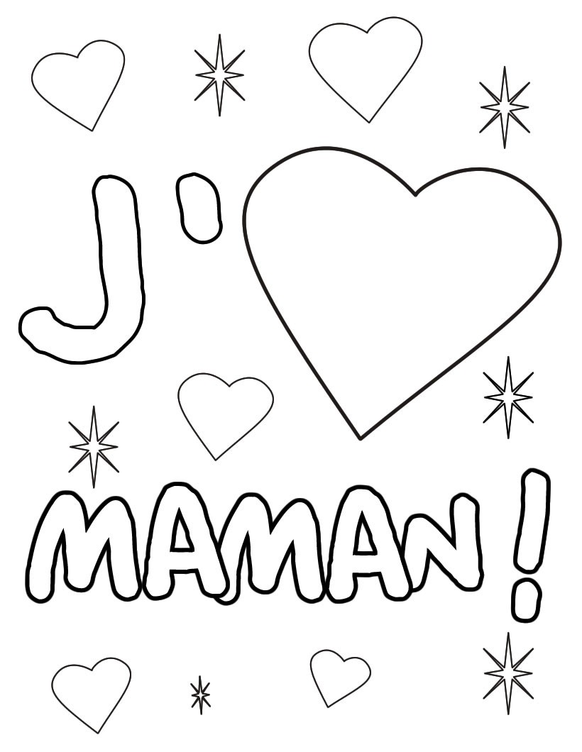 Coloriage Cœur Maman - Saint-Valentin à imprimer