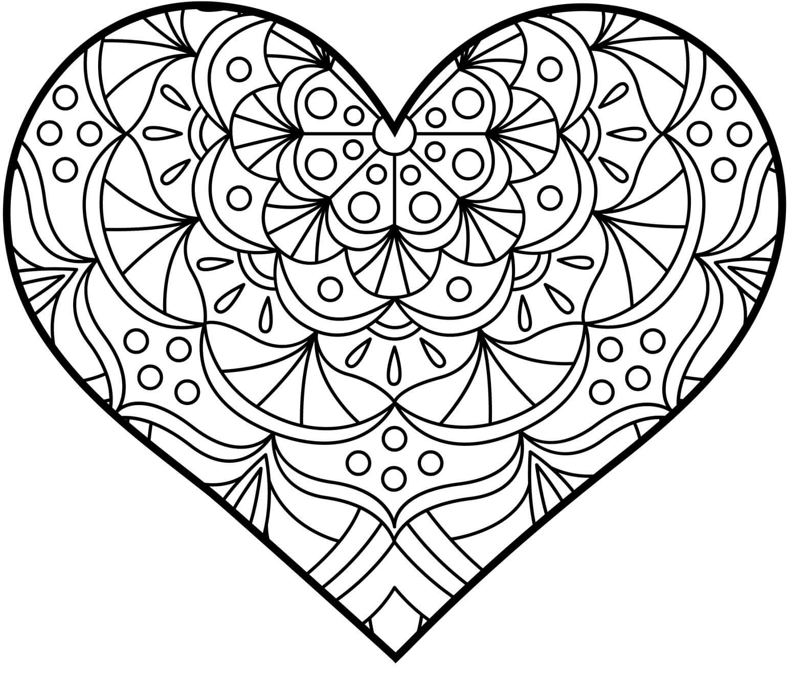 Coloriage Cœur Mandala Février - Saint-Valentin à imprimer
