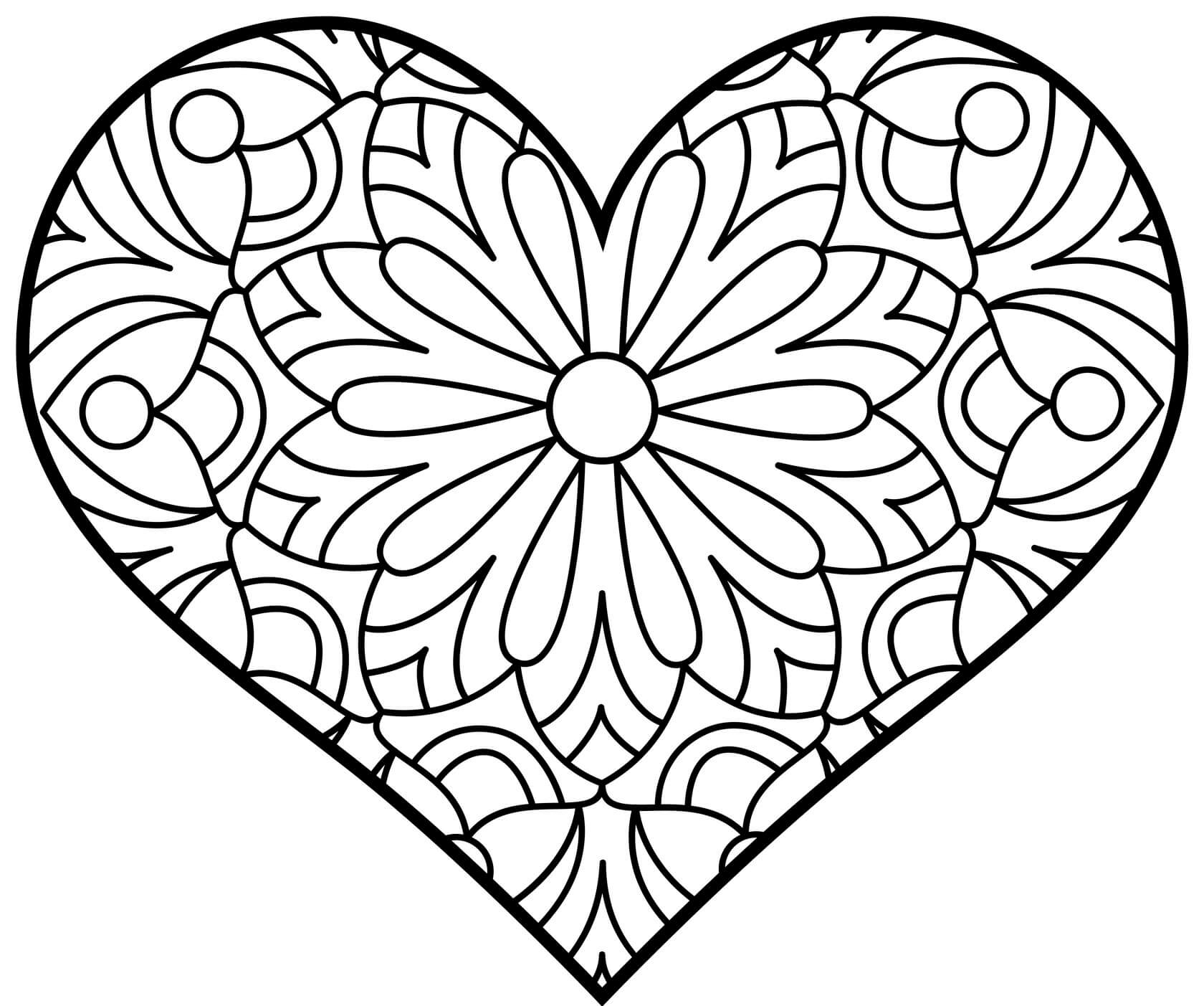 Coloriage Cœur Mandala Maternelle - Saint-Valentin à imprimer