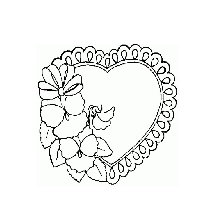 Coloriage Cœur Vintage Fleurs - Coeur à imprimer