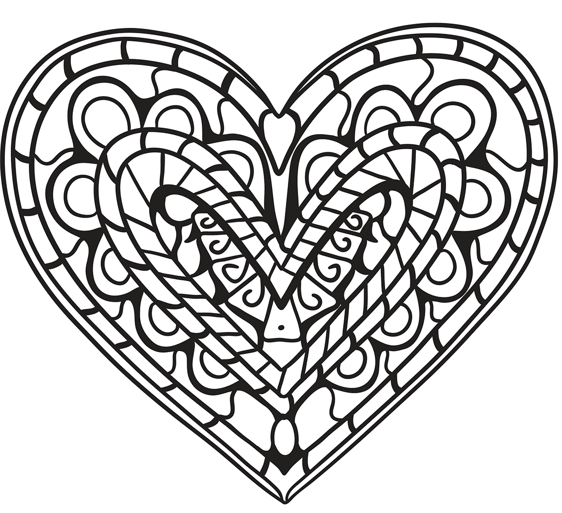Coloriage Cœur Zentangle - Coeur à imprimer