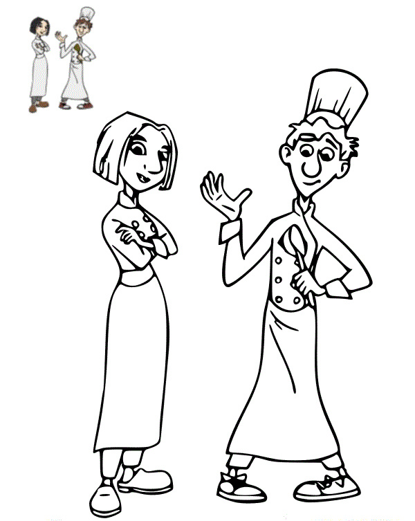 Coloriage Colette Tatou Et Alfredo Linguini De Ratatouille - Ratatouille à imprimer