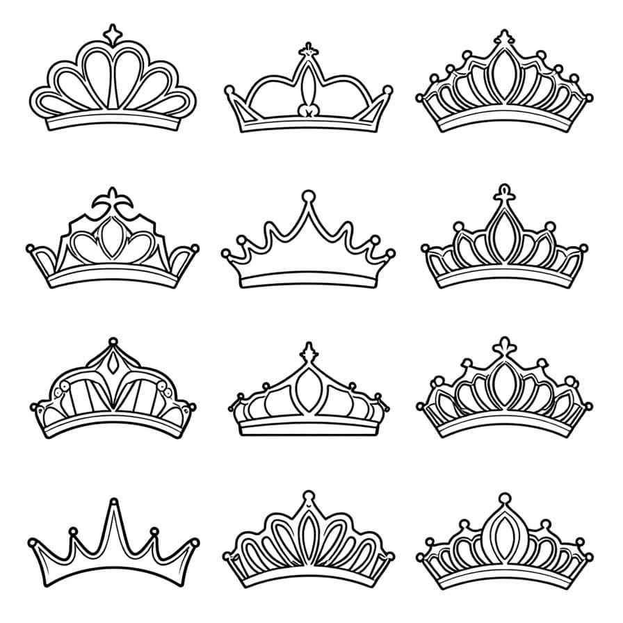 Coloriage Collection De Couronnes Royales - Princesse à imprimer