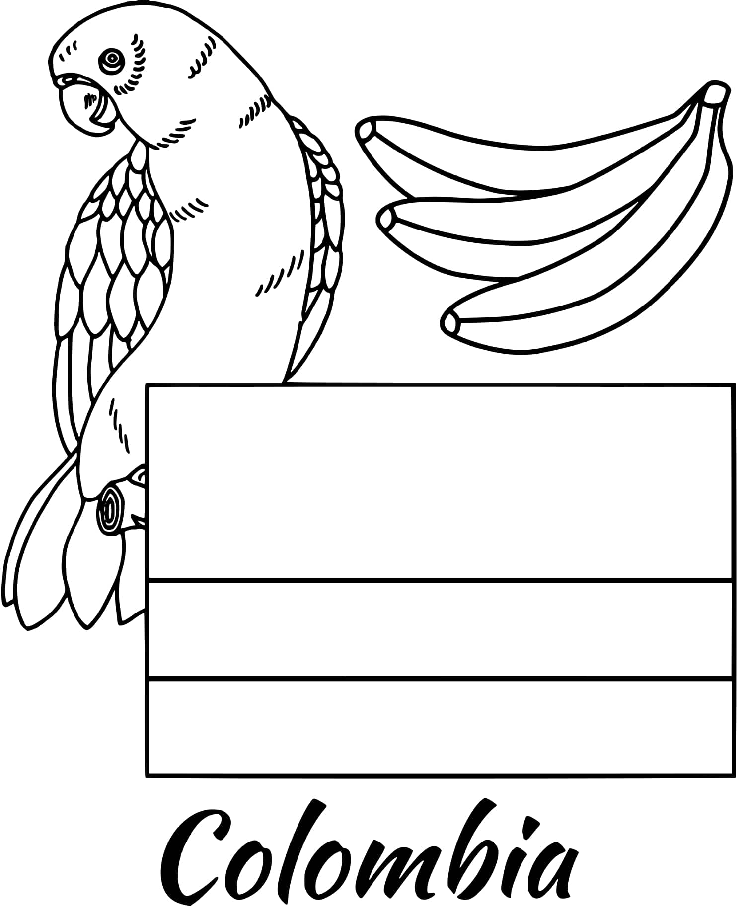 Coloriage Colombie Drapeau Parrot - Drapeau à imprimer