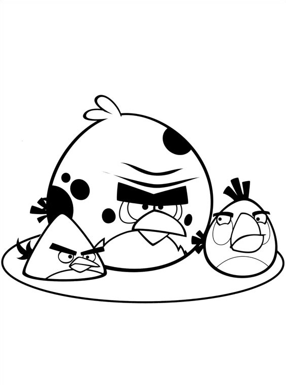 Coloriage Angry Birds - Trio d'Oiseaux Drôles - Angry birds à imprimer