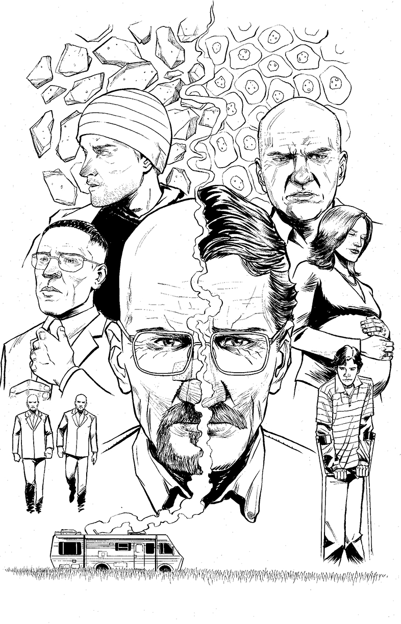 Coloriage Breaking Bad personnage principal en action - Breaking bad à imprimer