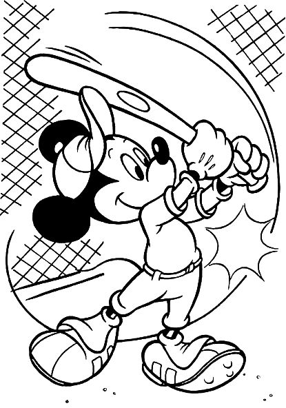 Coloriage Coloriage De Mickey Qui Joue Au Baseball - Alphabet disney à imprimer