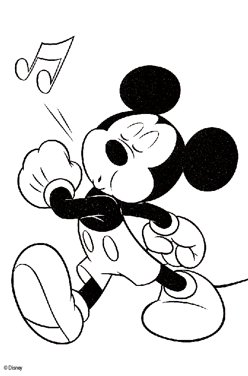 Coloriage Coloriage De Mickey Qui Siffle - Mickey à imprimer