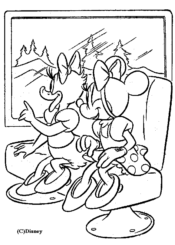 Coloriage Coloriage De Minnie Et Daisy Dans Un Train - Minnie à imprimer