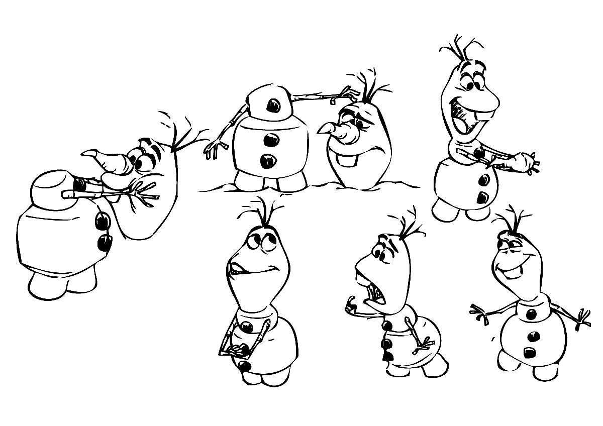 Coloriage Elsa et Olaf dans le royaume gelé - Olaf à imprimer