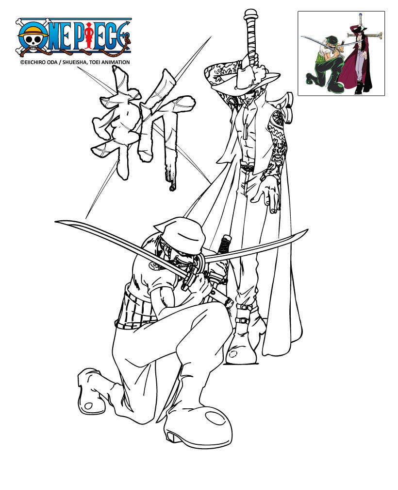 Coloriage Coloriage One Pièce Dragon Toute L'équipe - One piece à imprimer
