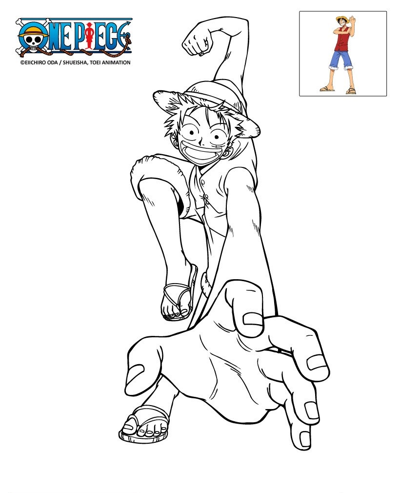 Coloriage Coloriage Onepiece Luffy En Action - One piece à imprimer