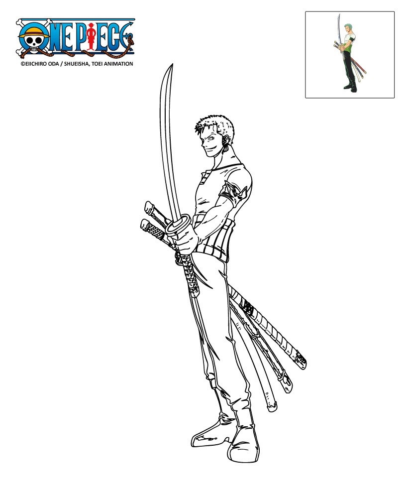 Coloriage Coloriage Onepiece Zoro Sabre Au Clair Zoro - One piece à imprimer