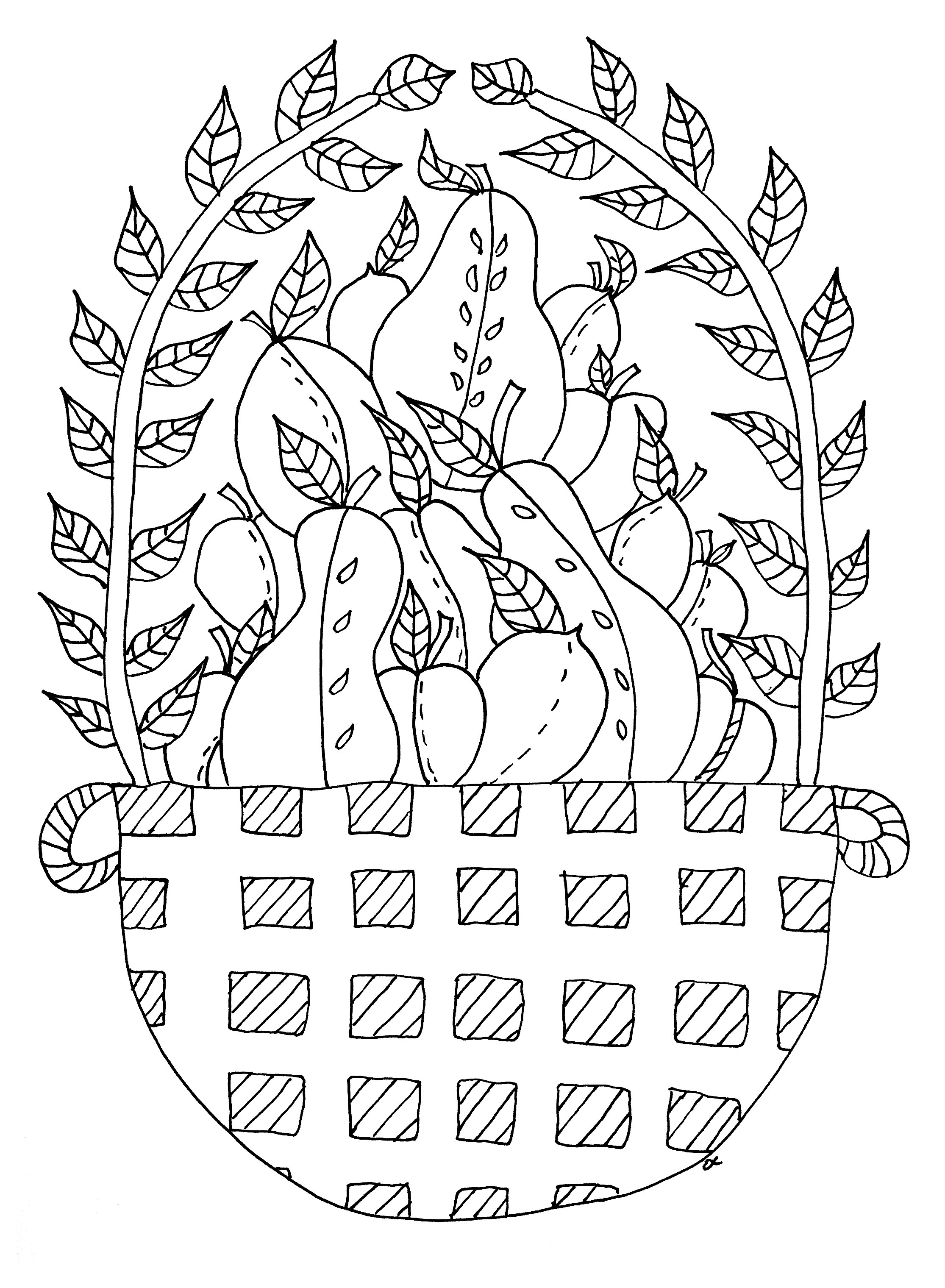 Coloriage Coloriage Panier De Fruits - Fruits à imprimer