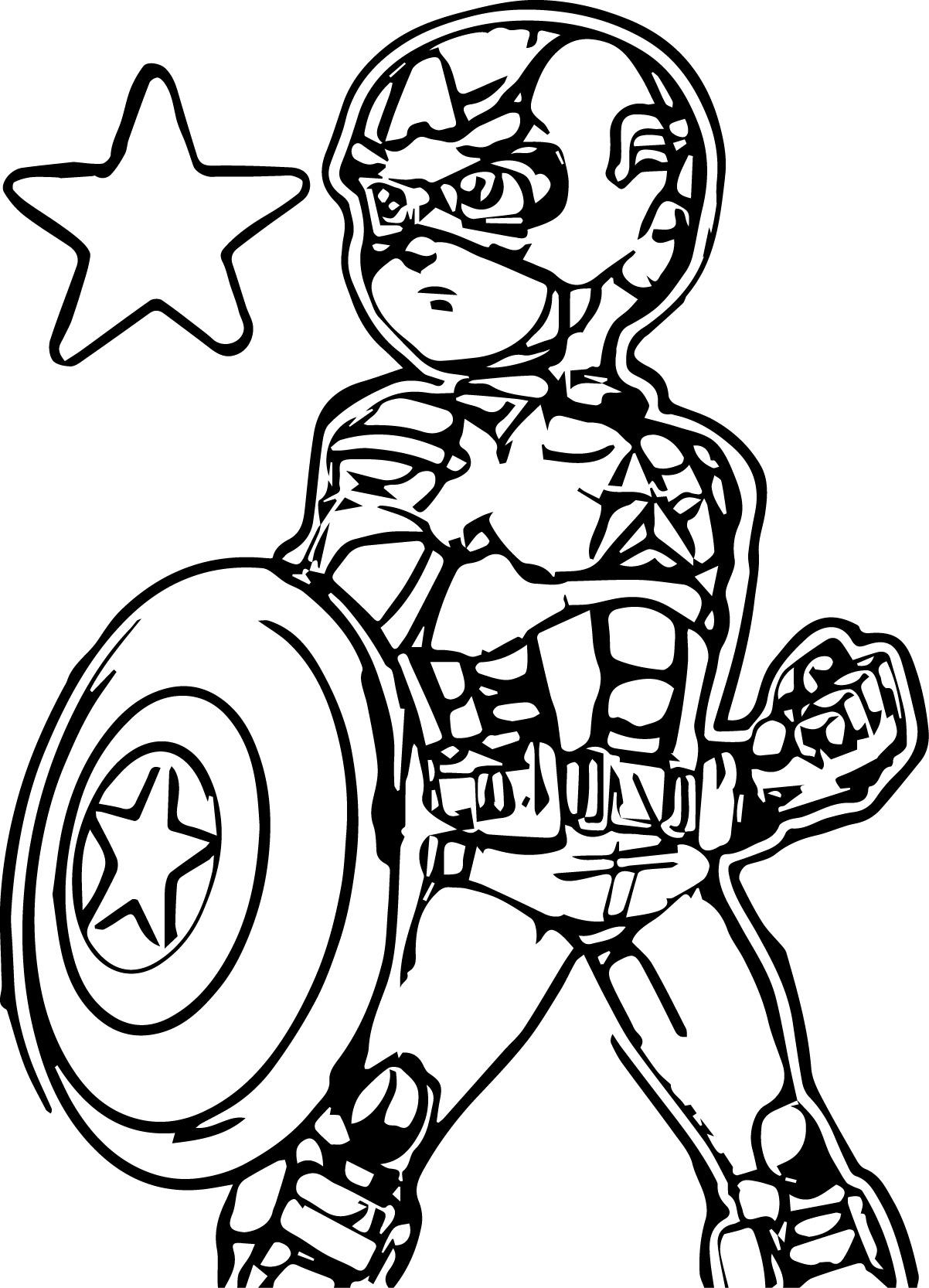 Coloriage Captain America au combat héroïque - Captain america à imprimer