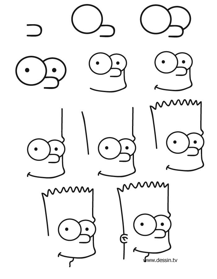 Coloriage Comment Dessiner Bart Simpson - Dessin facile à imprimer