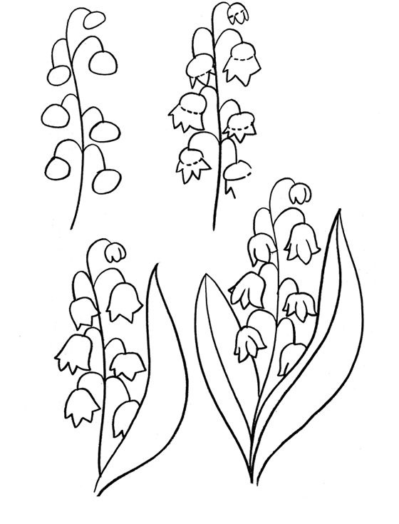 Coloriage Comment Dessiner Le Muguet - Dessin facile à imprimer