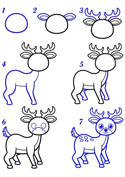 Coloriage Comment Dessiner Un Cerf Facile - Cerf biche faon à imprimer