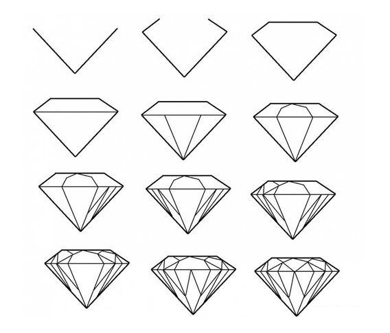 Coloriage Comment Dessiner Un Diamant - Dessin facile à imprimer