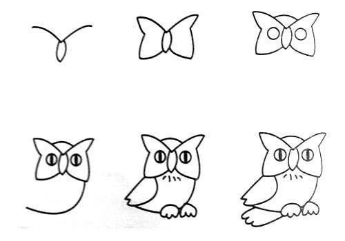 Coloriage Comment Dessiner Un Hibou Dessin Facile - Dessin facile à imprimer