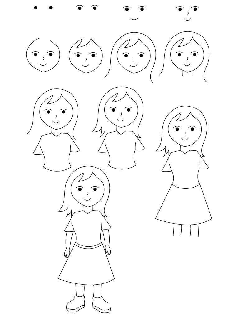 Coloriage Comment Dessiner Une Fille - Comment dessiner à imprimer