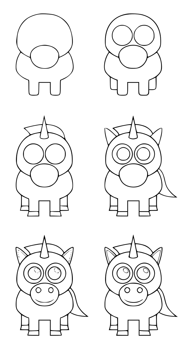 Coloriage Comment Dessiner Une Licorne Kawaii - Licorne à imprimer