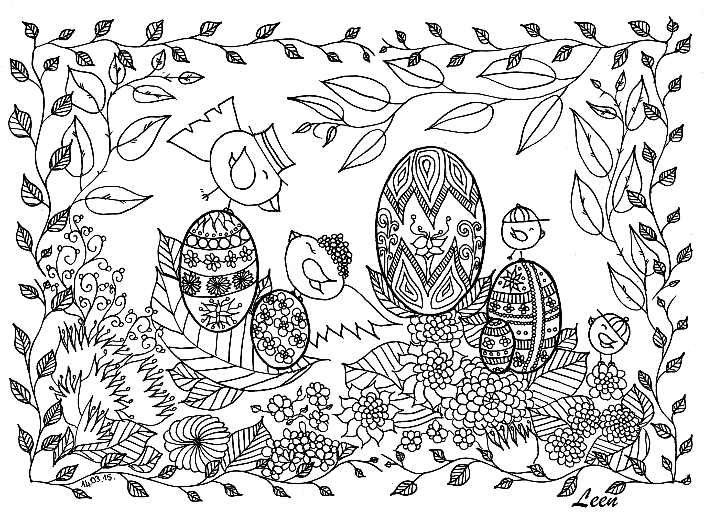 Coloriage Complexe Œufs De Pâques Par Leen Margot - Pâques adulte à imprimer