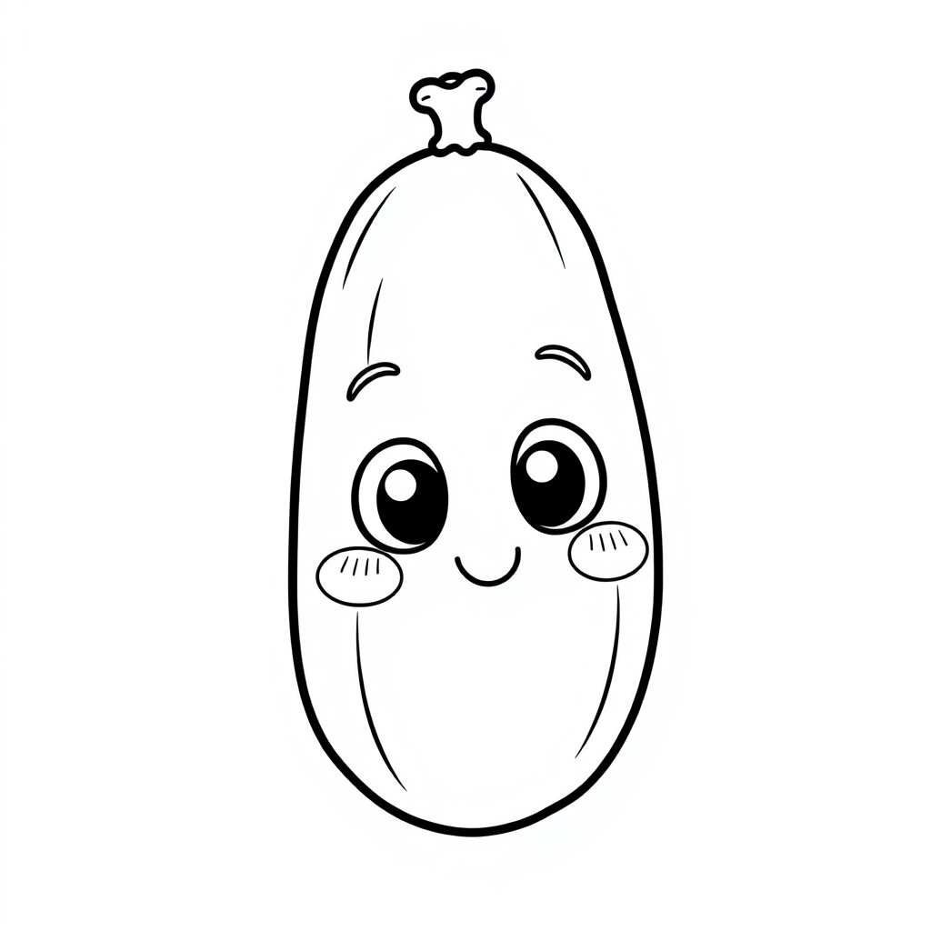 Coloriage Concombre mignon à colorier - Legumes à imprimer