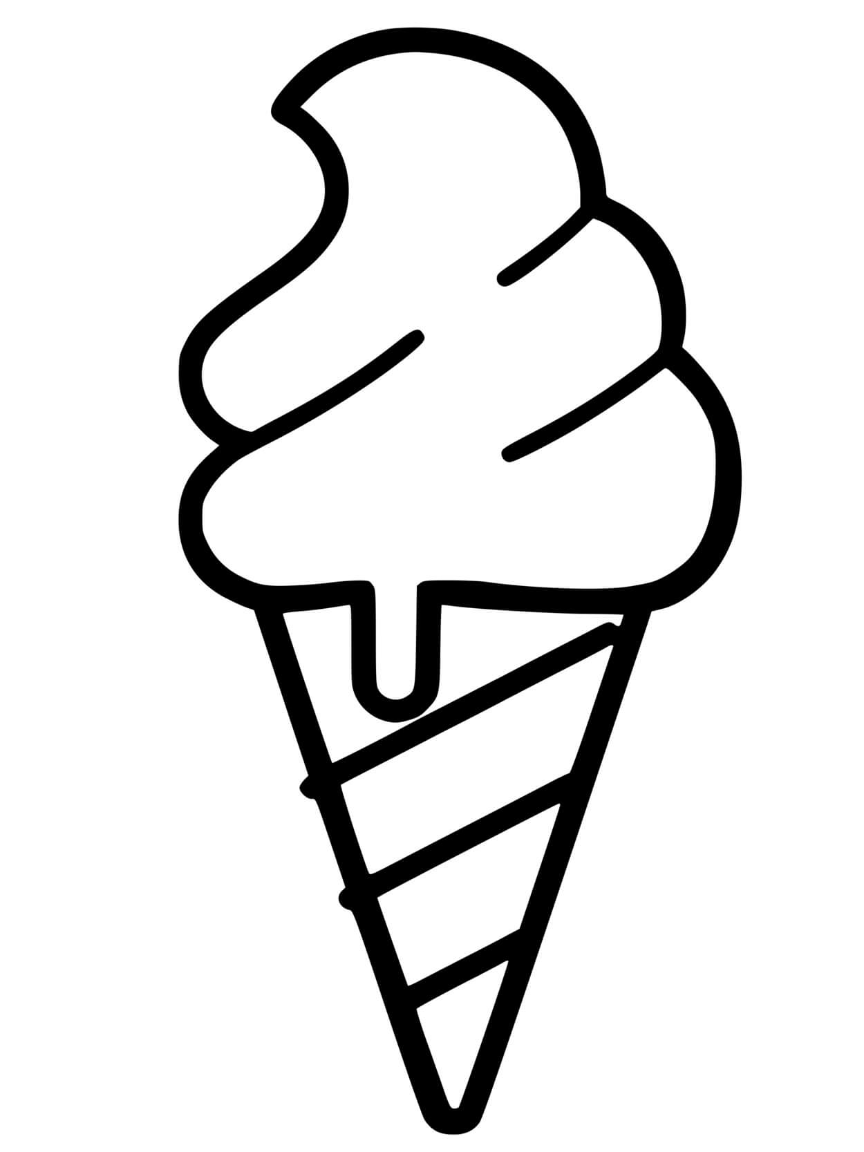 Coloriage Cornet De Glace Simple - Glace à imprimer