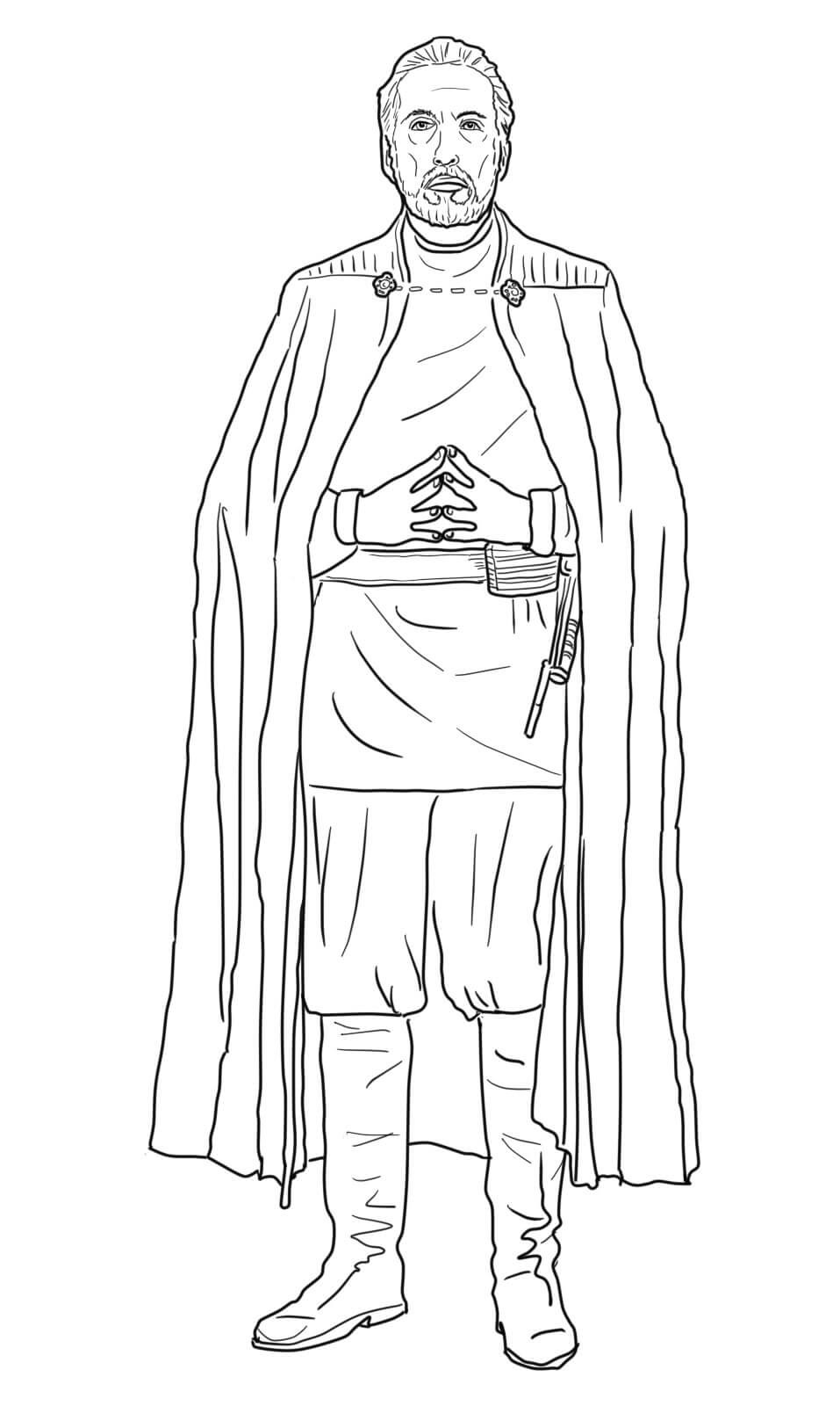 Coloriage Comte Dooku - Les Guerres des Clones - Star wars à imprimer