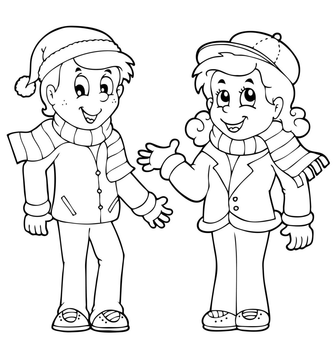 Coloriage Couple Bien Au Chaud Pour L'automne - Action de grâce à imprimer