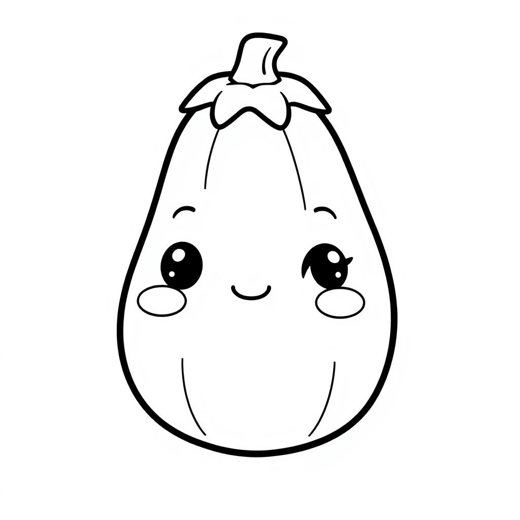 Coloriage Courgette Zucchini Légumes Kawaii - Legumes à imprimer