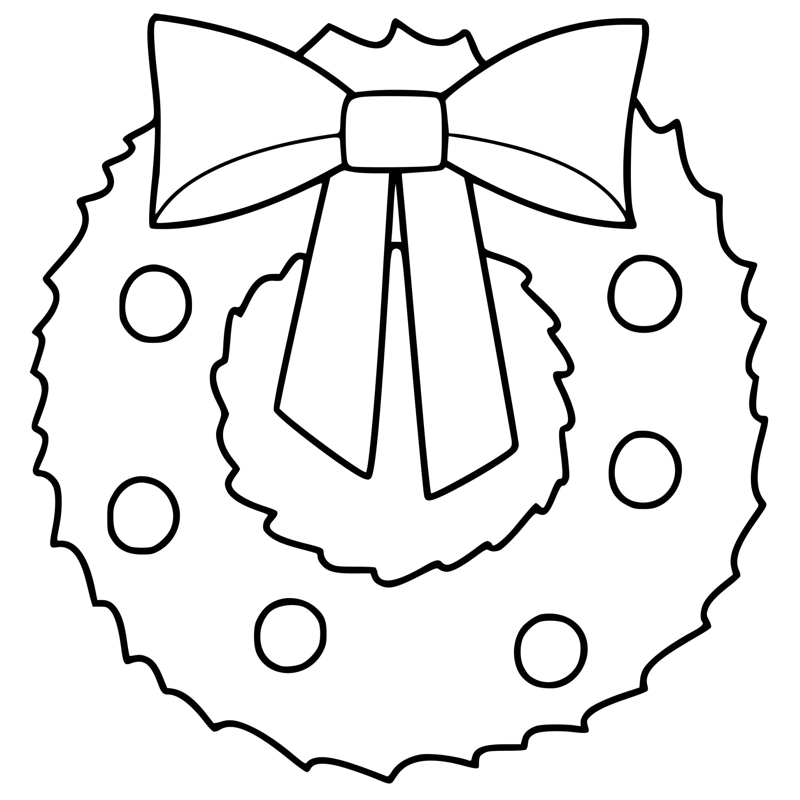 Coloriage Couronne De Noël Decore Avec Noeud - Couronne de Noël à imprimer