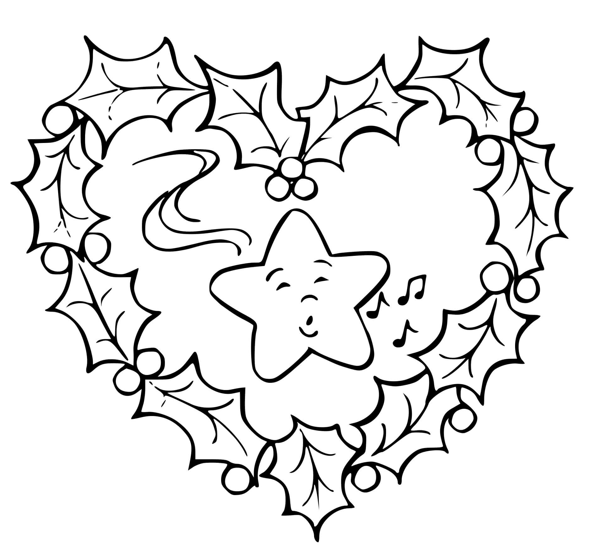 Coloriage Couronne De Noël - Noël à imprimer
