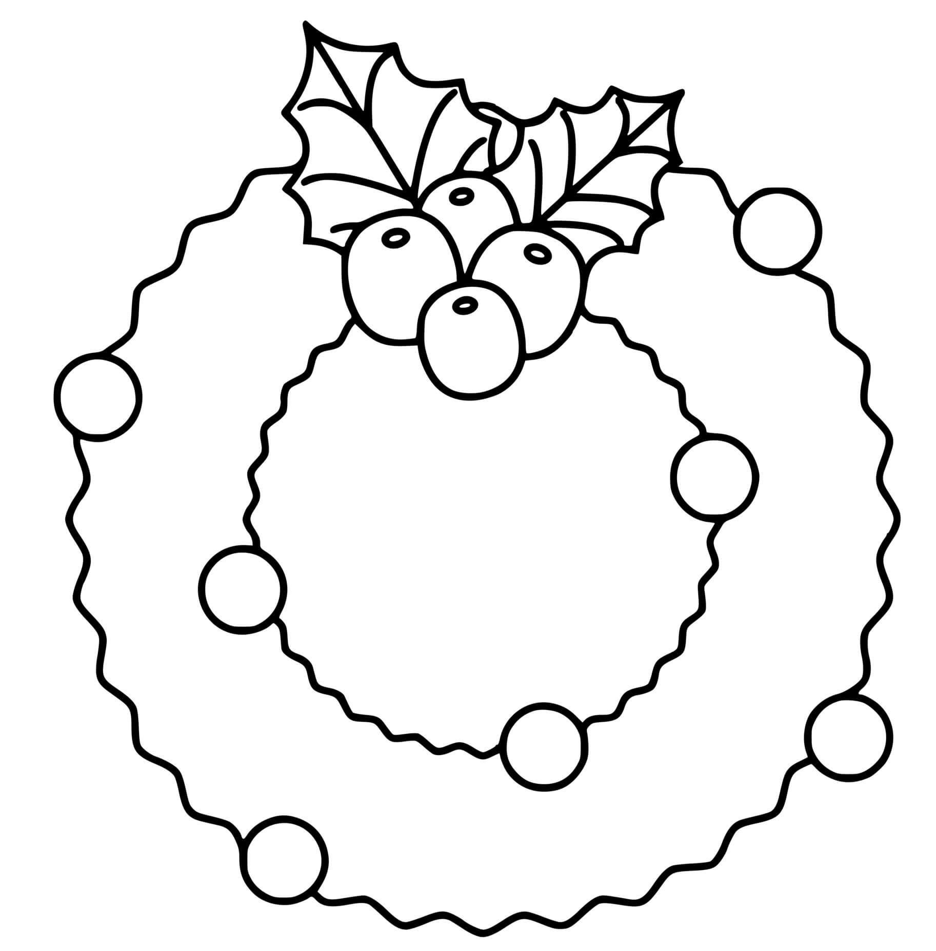 Coloriage Couronne de Noël enfant facile - Couronne de Noël à imprimer