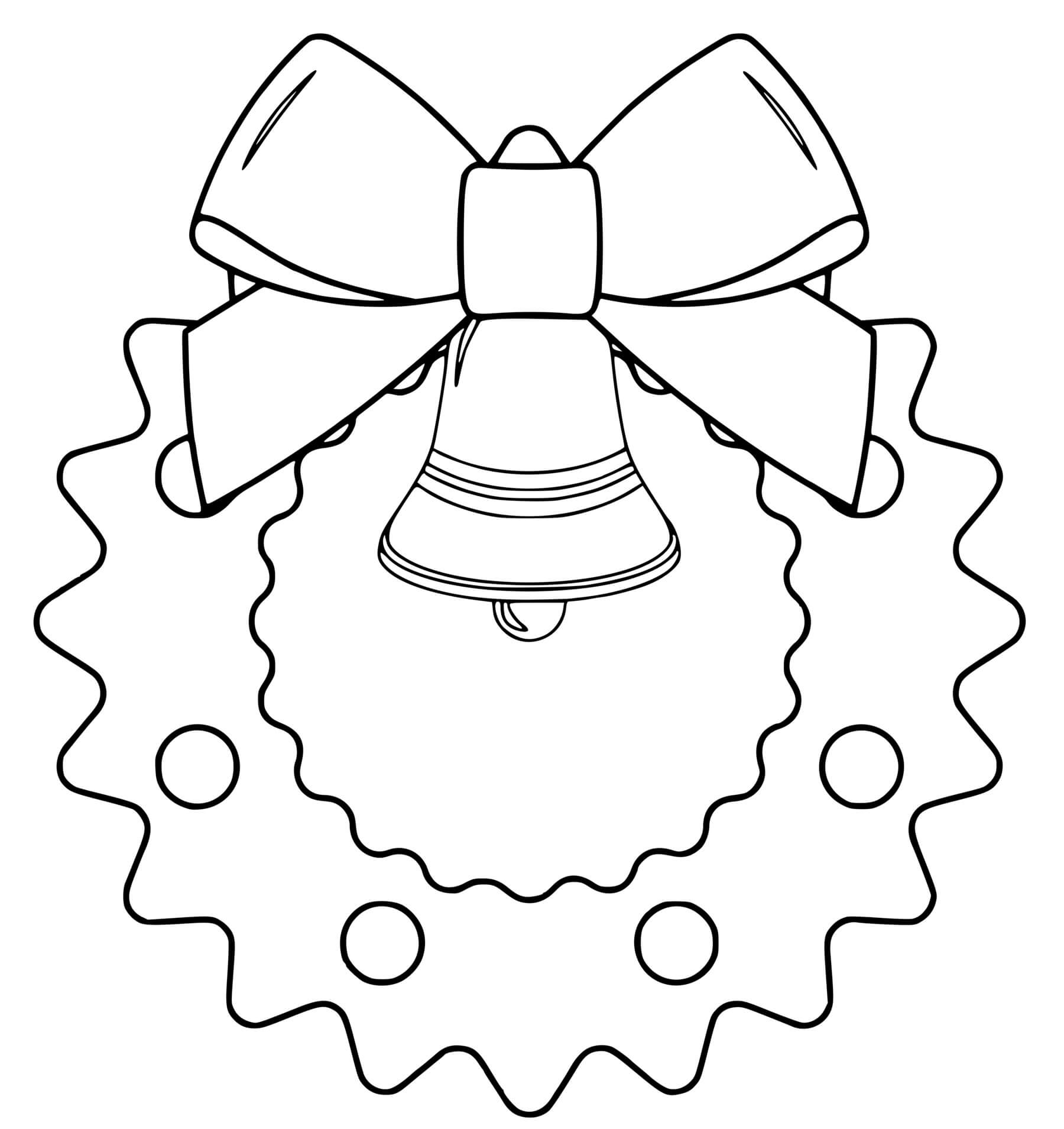 Coloriage Couronne Noël avec cloche - Couronne de Noël à imprimer